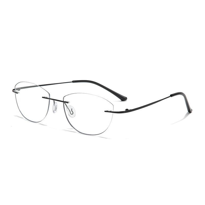 High-intelligence cat's eye rimless glasses frame, ultra-light retro high-end color-changing gray glasses frame, can be equipped with myopia glasses