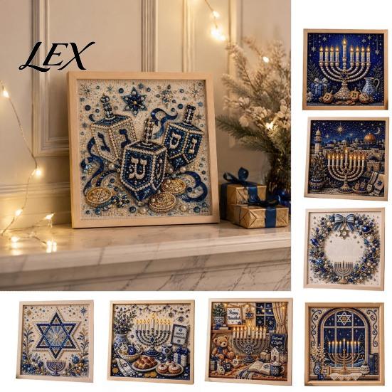 Beginner Friendly Craft DIY Hanukkah Pearl Art Kit, 3D Mosaic Bead Set, Creative Indoor Garden Decor Ritual Activity Making Kit for Traditional