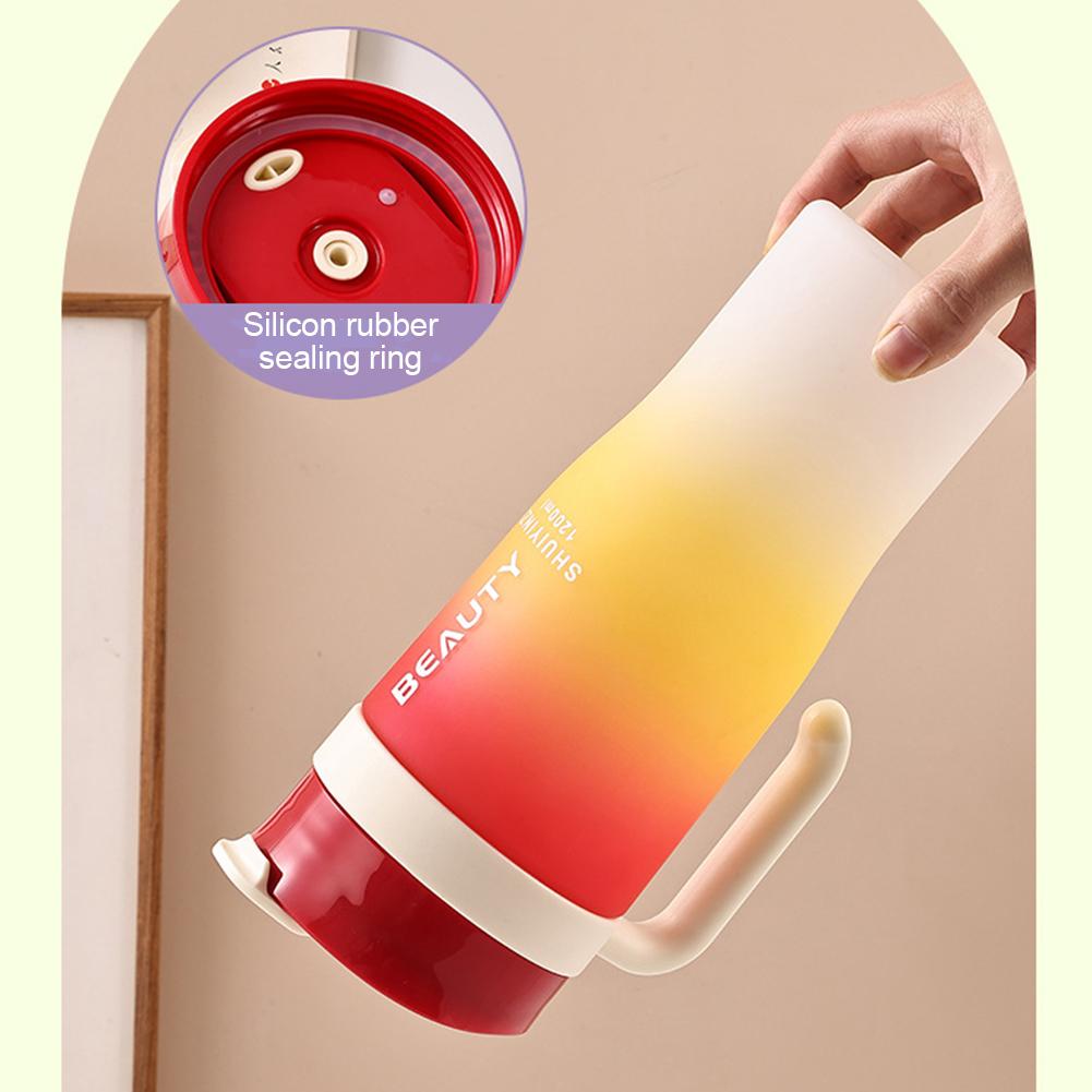 1200ml Gradient Water Cup with Handle & Straw Travel Tumbler Mug Leakproof Portable Gift for Boys Girls