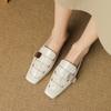 Fashion Women Shoes Mules Sandals Real Leather Soft Comfort Low-heel Summer Shoes Casual Square Toe Vintage Office Daily Slippers Women