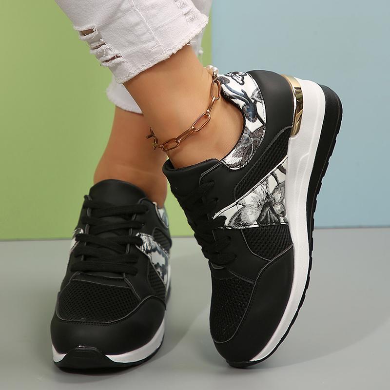 Fashion Fashion Printed Wedge Sneakers for Women Lightweight Breathable Running Sports Shoes Woman Comfortable Non Slip Casual Sneakers