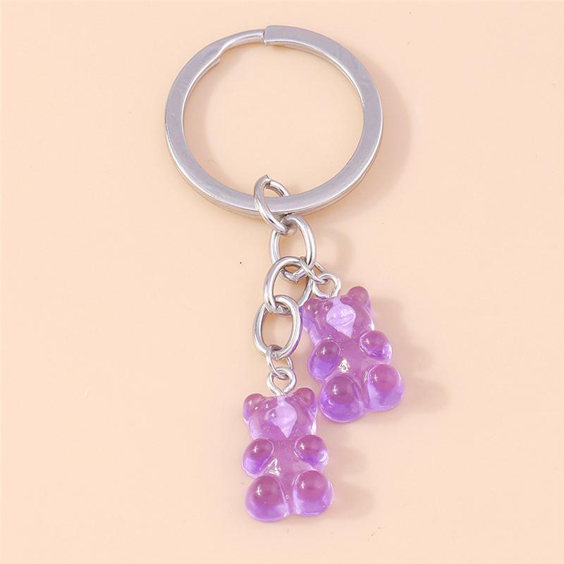 Aihua 12 colors Cute Cartoon Candy Color Gummy Bear Keychains for Women Girls Resin Bear Keychains Sweet Jewelry Gifts