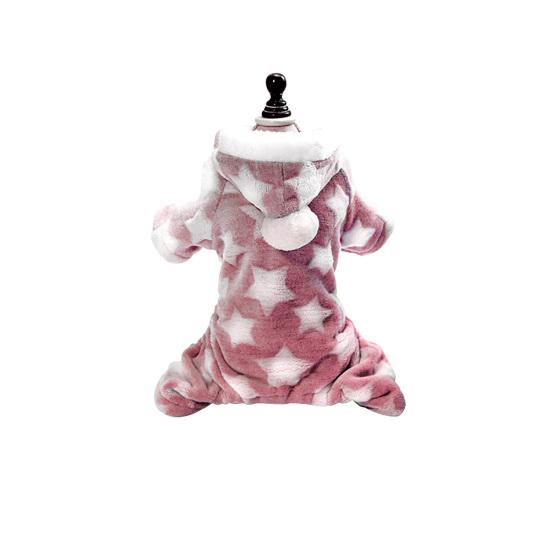 

Star Moon Print Puppy Dog Fleece Warm Winter Coat Jumpsuit Pet Hooded Pajamas L розовый