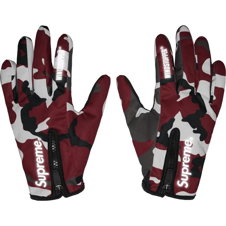 Supreme Windstopper Zip Gloves Red Camo