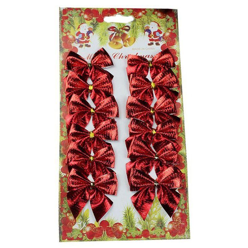 12Pcs 5cm Christmas Decorations Bow Xmas Tree Pendant Ornament for Home Room Decor Navidad New Year Party 2026 Gifts Accessories