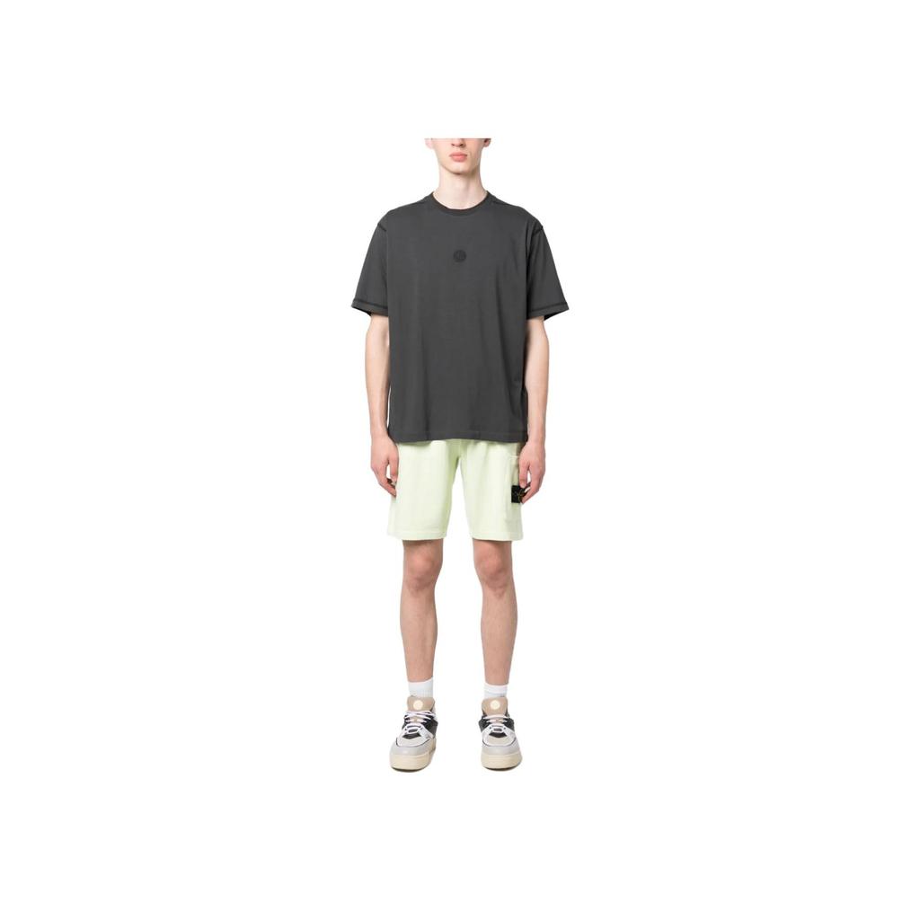 STONE ISLAND Stickerei Logo T-Shirt Anthrazit Herren Oberteile Schwarz 781520957-V0065