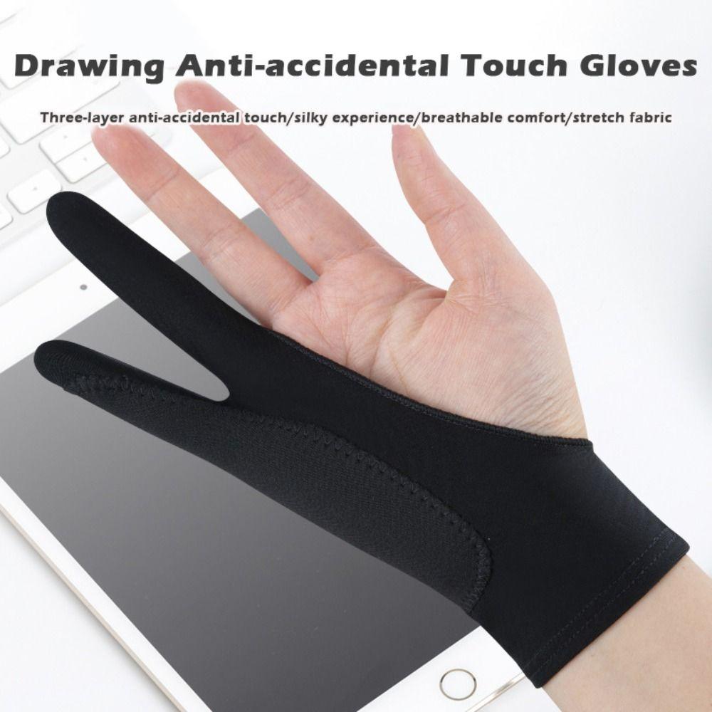 1pcs 1/2 Fingers Drawing Gloves Anti-fouling Anti Accidental Touch Gloves  Screen Board