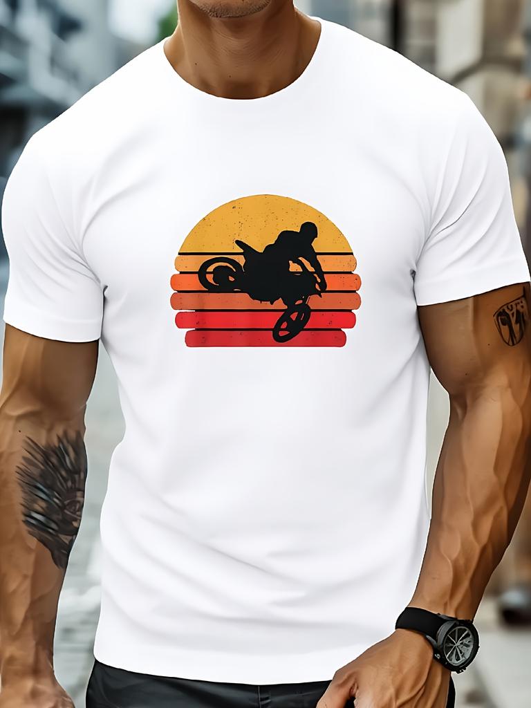 Motorcycle Graphic Print Men TShirt Tops Cotton Oneck shortsleeved Tee Casual Harajuku Unisex Tshirts Oversized T Shirts