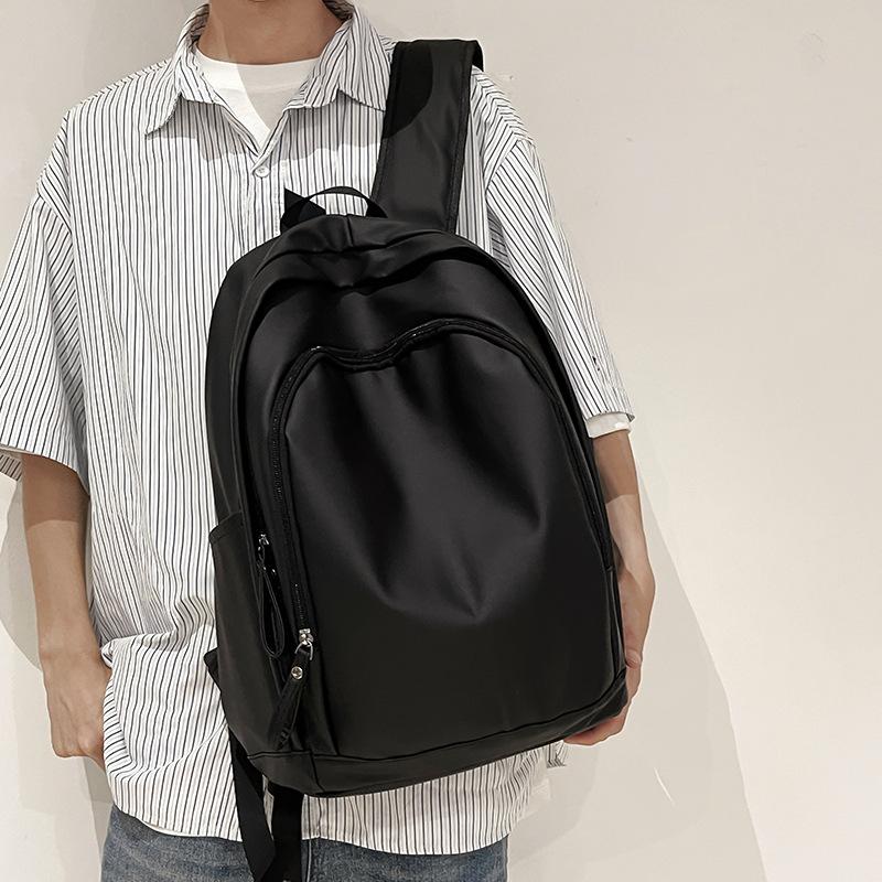 Soft Leather Schoolbag Solid Color Student Backpack Women's Large Capacity Backpack Men Computer Travel Backpack