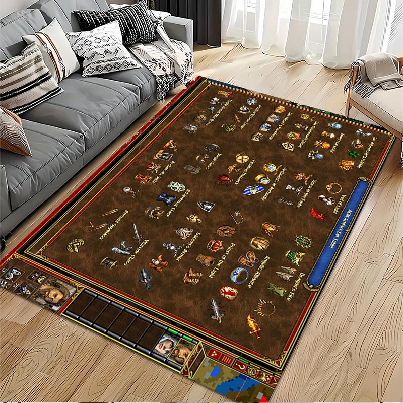 Heroes of Might and Magic Icons Rug: Non-slip rug suitable for living room and bedroom sofas.