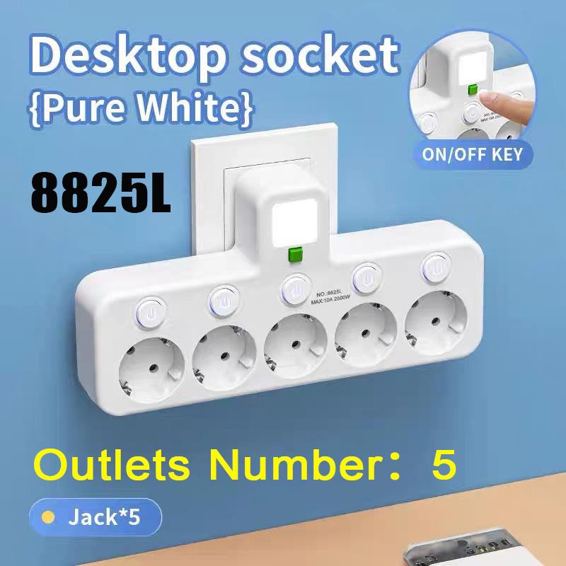 Multi-functional Socket with Smart Night Light USB Fast Charging Independent Control Multi-port Power Strip Overload Protection