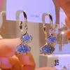 Exquisite Light Blue Crystal Ginkgo Leaf Earrings For Women Fashion Personalized Daily Accessory Party  Birthday Gifts