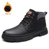Fashion 2025 Winter Men's Leather Boots Fashion Thick Bottom Warm Fur Casual Ankle Short Shoes Lace-up Non-Slip Motorcycle Boots