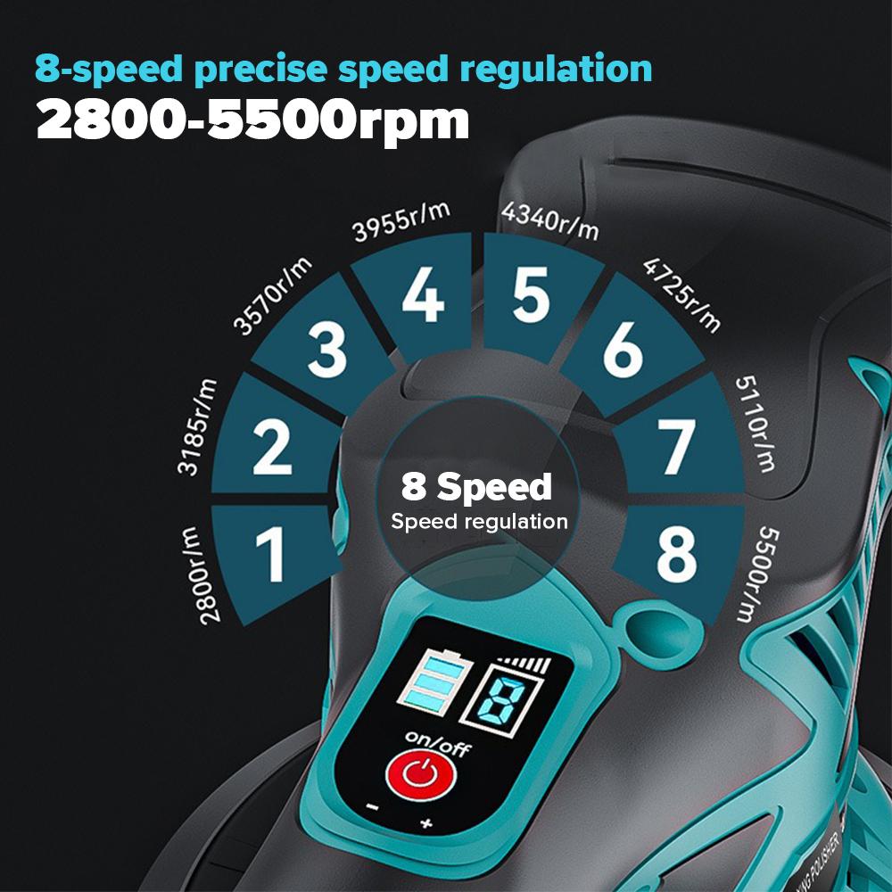 21V 5500RPM Cordless Polisher 150mm Electric Angle Grinder Mini Grinding Machine Diamond Cutting Power Grinder 8 Modes
