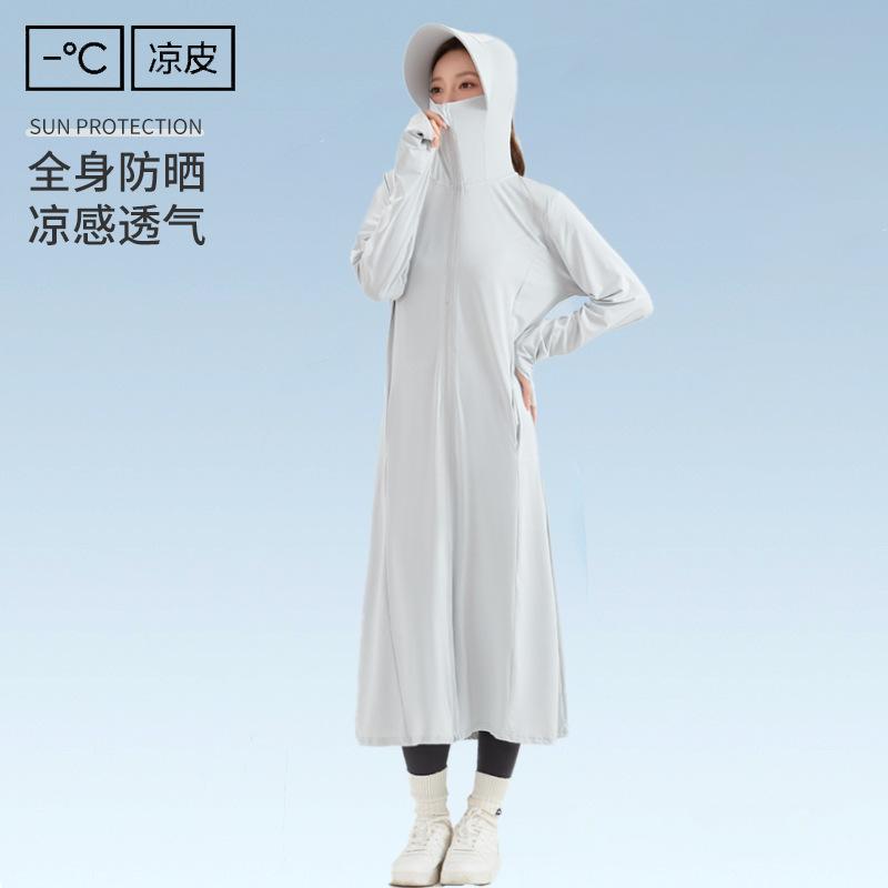 Sunscreen Clothing Women's 1011 Summer New UV Protection Ice Silk Dress Color Printing Long Sunscreen Clothing Long Dress