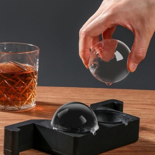 Ice Ball Maker Mold, Easy Release, Perfect Clarity, Whiskey Ice Ball Maker, 2 Holes (Round)