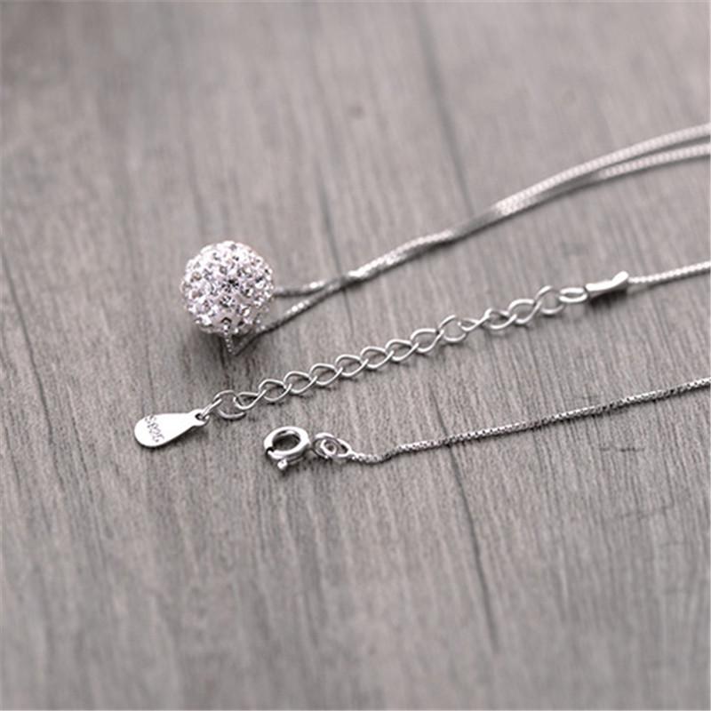 Colares com Pingente de Bola da Sorte de Cristal de Zircônia Diamante Simples Deslumbrantes Joias para Mulheres Gargantilha Presente Fofo