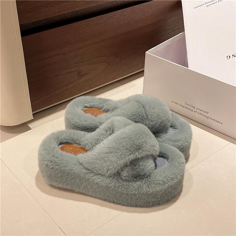 

Женские модные универсальные теплые плюшевые хлопковые тапочки на толстой подошве 6 см, новинка осени и зимы 2025 года, корейская версия 42 синий