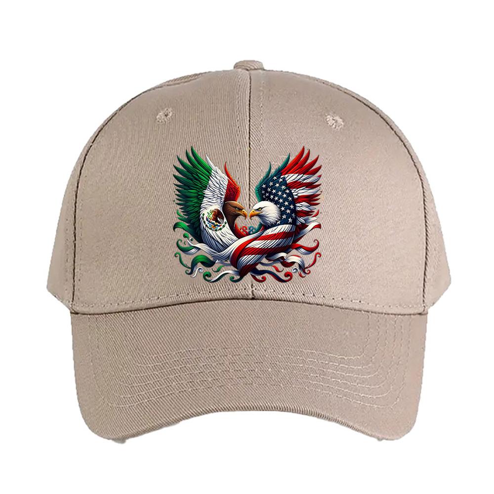 Mexico and USA Eagle Flag Fusion Baseball Cap Woman Man Adjustable Trucker Cap Adult with Curved Brim Casual Hat