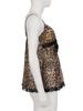 European Leopard Print Lace-Up Camisole with Bow Tie, Lace Trim, and V-Neck Slim Fit.