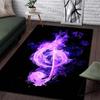 Multiple Sizes Purple Flame Music Note Carpet for Living Room Bedroom Sofa Home Decor Rus Non-slip Floor Mat Luxury Gift