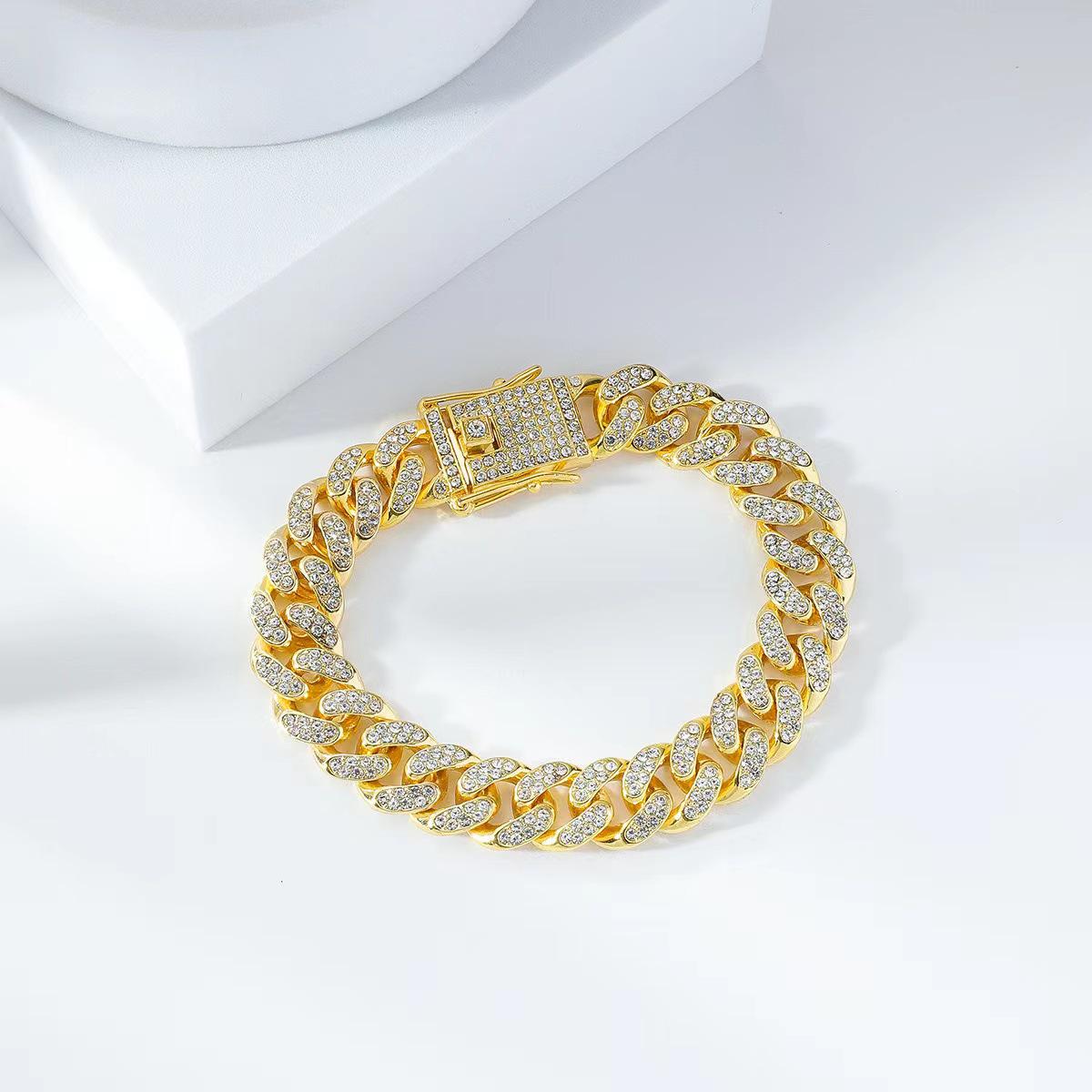European American Fashion New Style Cuban Rhinestone Bracelet