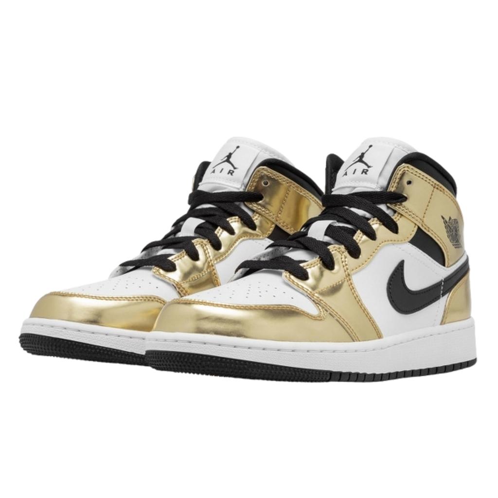 Air Jordan 1 Mid Metallic Gold Black White