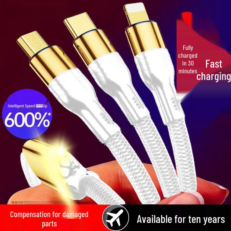 120W Super Fast Charging 3-in-1 Cable with Digital Display for Apple, Huawei, OPPO