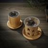 Bamboo Candle Holder Aromatherapy Heating Holder with Stainless Steel Strainer Incense Burner for Yoga SPA Aromatherapy
