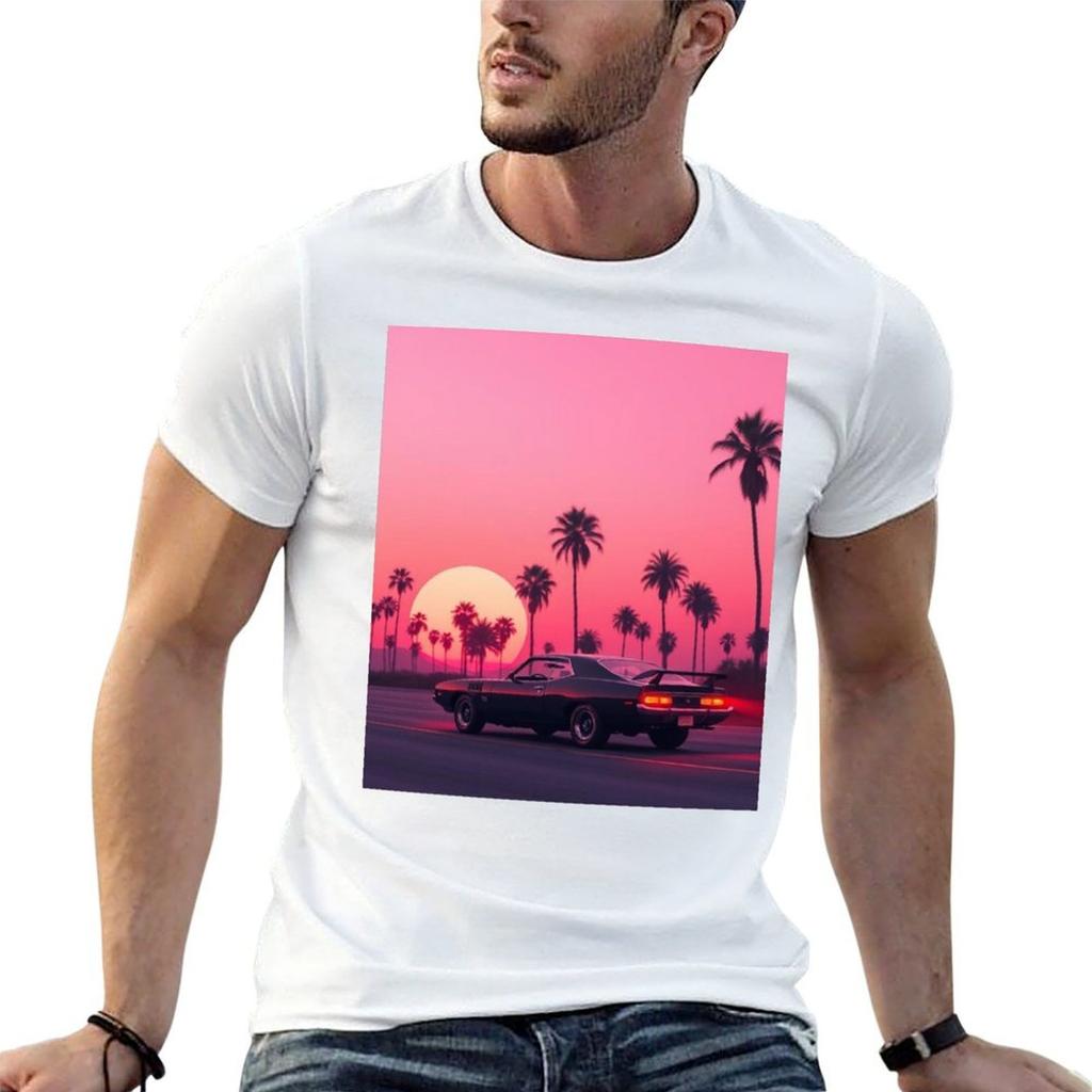 Sunset Cruise Retro Drive Tshirt Vintage Graphic Tee Luxury Unisex Unisexs Big And Tall T Shirts