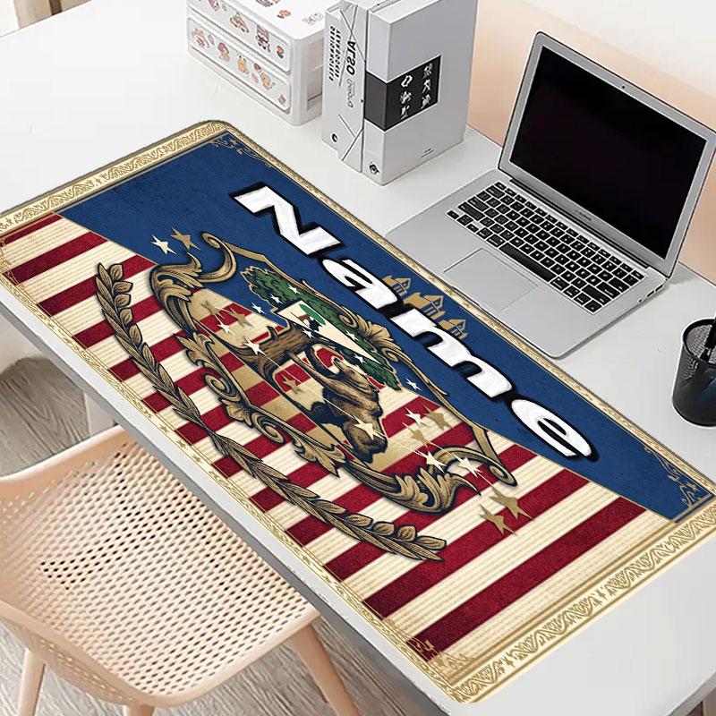 Custom Name Personalized Atletico Madrid Pattern Mousepad, Laptop PC Desk Mat, Decorative Desk Mat for Home Keyboard Pad Gift