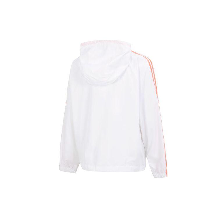 Adidas Striped Colorblock Drawstring Hooded Jacket Women Outerwear White HT8752