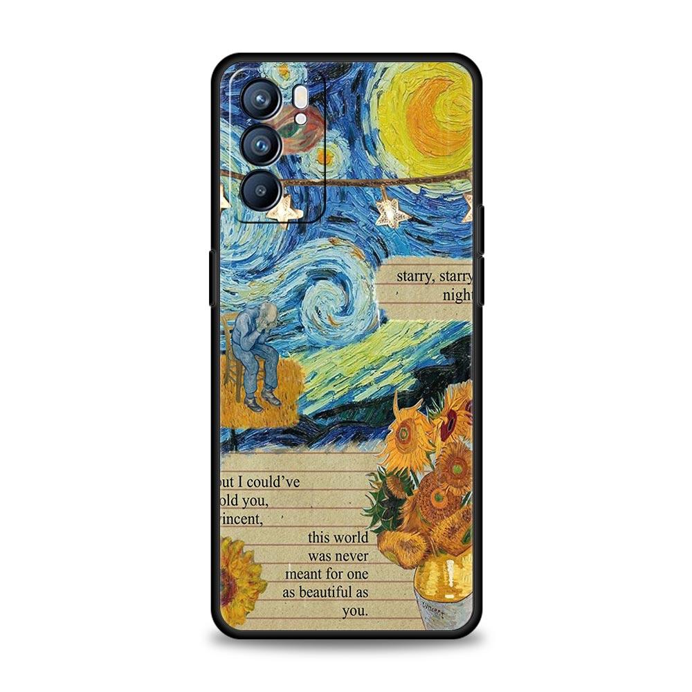 Starry sky van gogh art Phone Case For Oppo Reno8 Reno7 Reno6 Pro A54 5G Find X6 X5 A53 A52 A9 A15 A95 A17 A16 A74 A57 A31 Cover