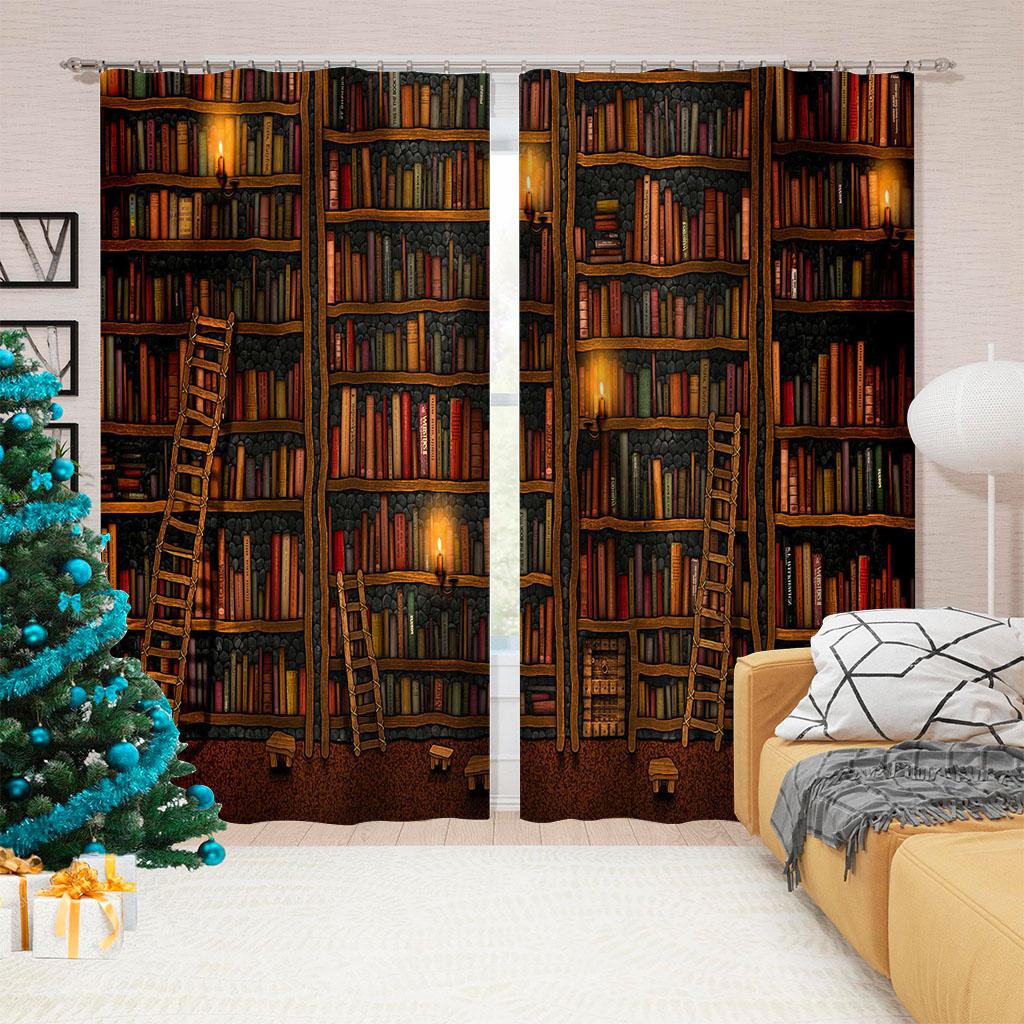 

Винтажная книжная полка, библиотека, книжные шторы для спальни, гостиной, кухни, детской комнаты, оконные шторы, современный домашний декор W70H185(CM)x2PCS&HOOK