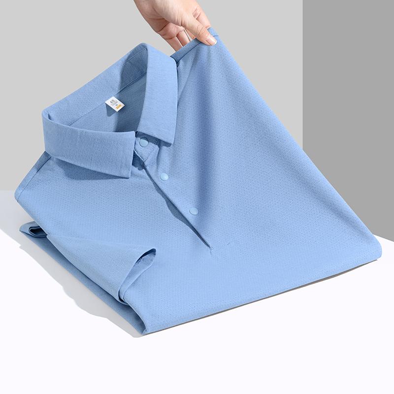 2025 New Summer Men's Lapel Solid Color Short-sleeved T-shirt Absorbent Quick Drying Polo Shirt