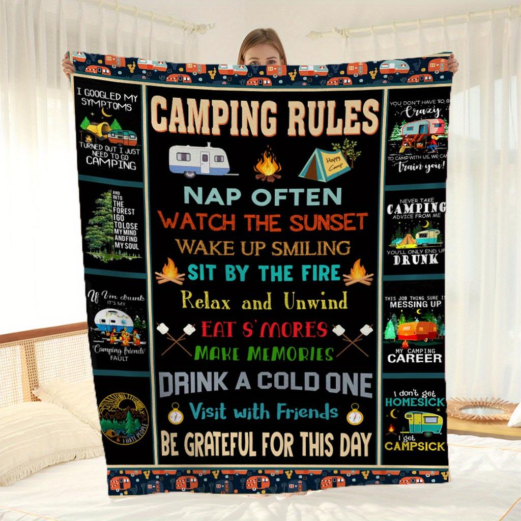 Camping Series Green Tree Printed Blanket Men'S And Women'S Four Seasons Available Soft Blanket Flannel Blanket