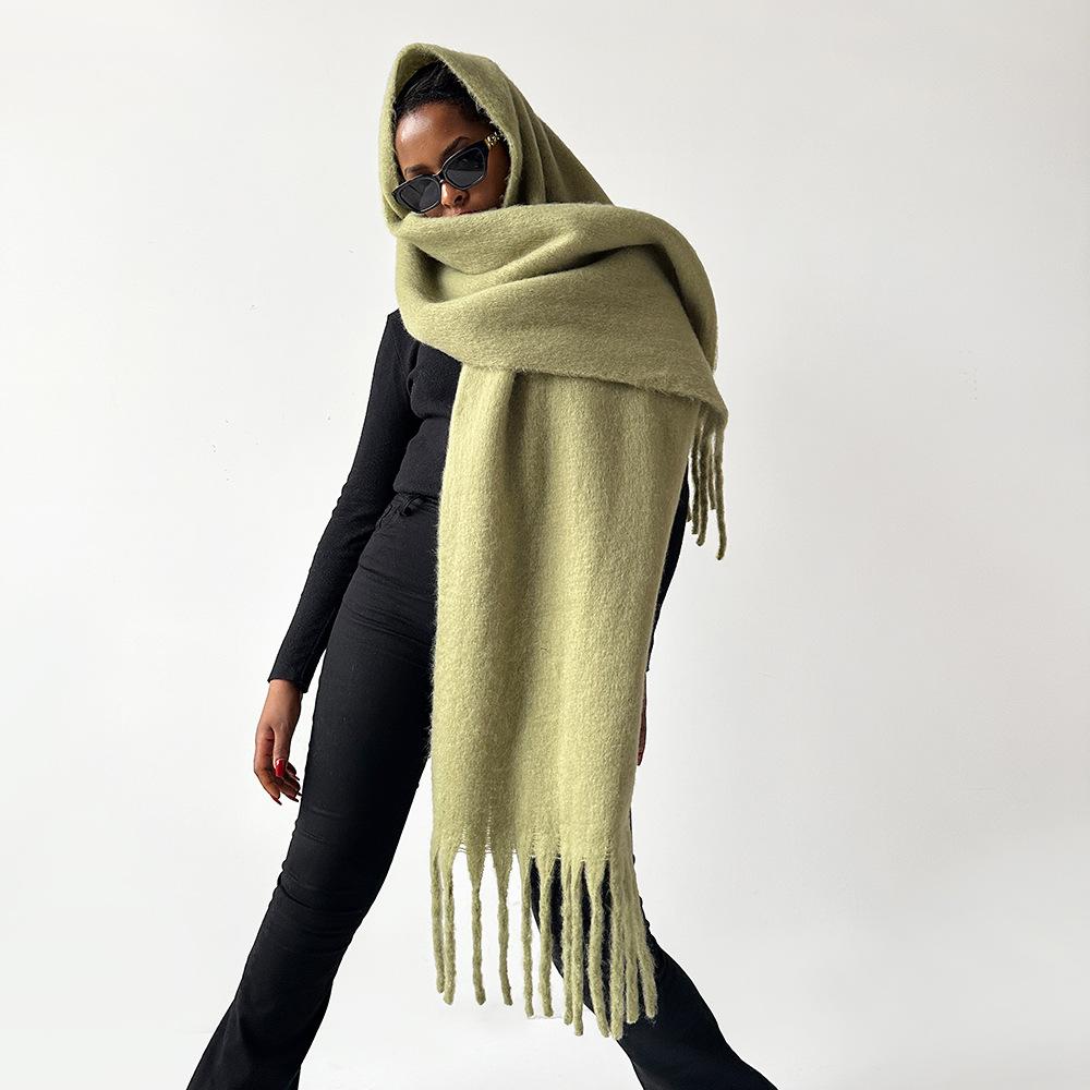 New mohair scarf vacuum packaging women's autumn and winter solid color warm scarf