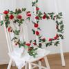 Silk Roses Artificial Vine Hanging Flowers for Wall Christmas Rattan Fake Plants Leaves Garland Outdoor Wedding Home Decoration