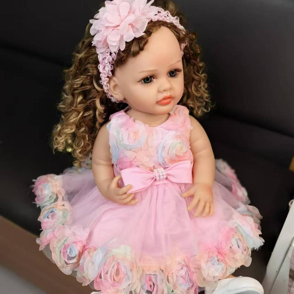 Realistic Princess 55 Cm Reborn Baby Girl Dolls Full Silicone Vinyl Body Bebe Reborn Doll Toys Birthday XMAS Easter Gifts