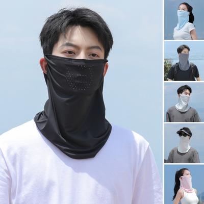 Ice Silk Sunscreen Face Guard, Full Face Sun Protection Face Protector, Neck Clavicle UV Shield with Ear Loop, for Hiking, Fishing & Outdoor