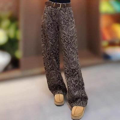 Women's 2025 Autumn Retro High-Waist Wide-Leg Jacquard Jeans