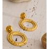 Yhpup Stainless Steel Round Hollow Drop Earrings for Women Prevent Allergy Metal Daily Casual Minimalist Jewelry Gift PVD Plated