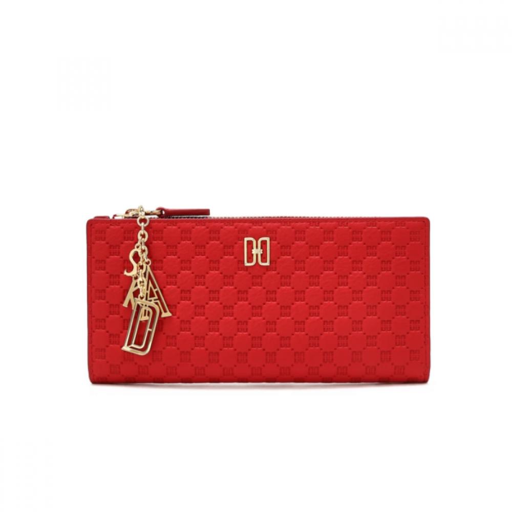 Daks Red Dd Logo Slim Leather 2 Fold Wallet Dcwa6e538r2