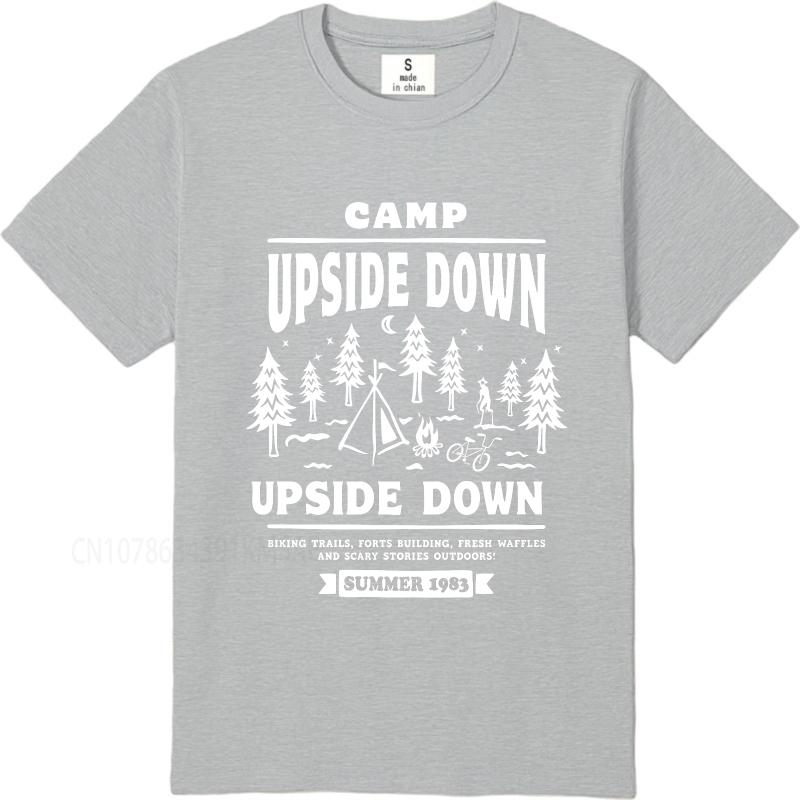 Graphic summer For her tshirt Camp Upside Down Forest Campfire Adventure Summer 1983 Short Sleeve Comfortable Oneck Tee shirt