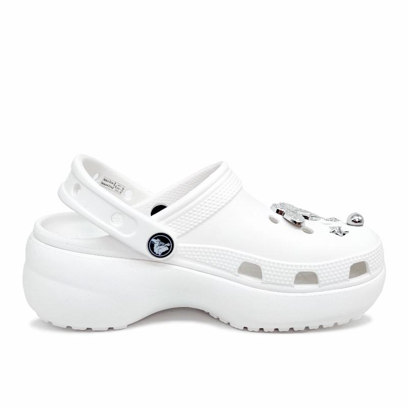 Crocs Classic Platform Clog EVA Aoyama Electroplating Butterfly Simple and Versatile Cloud Fashion Trend Hole Shoes Women White