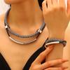 Double Line Metal Tube Jewelry Set Black and White Fashion Jewelry  Daily Wear
