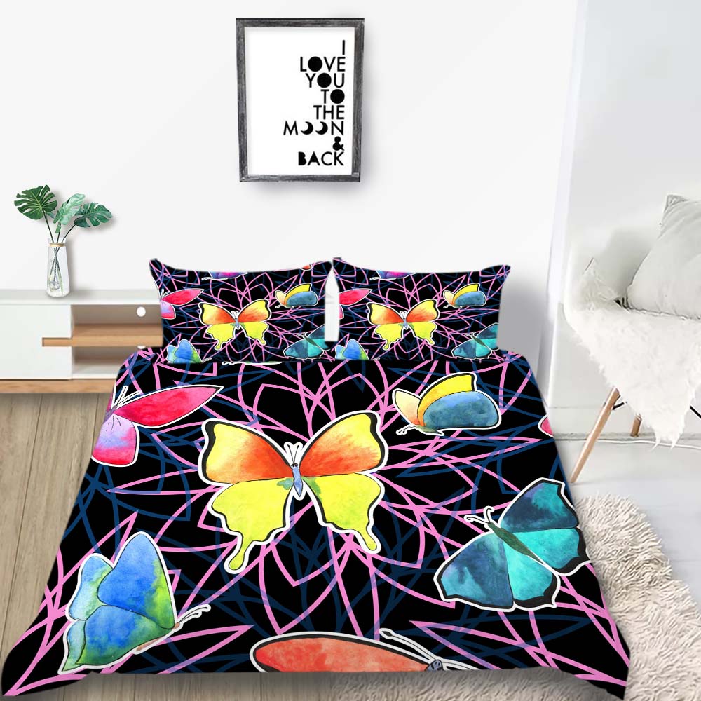 3D Böhmischer Quiltbezug Kissenbezug 2 oder 3 Mantra-Druck Bettwäschesets Einzelbett Doppelbett Volle Größe Waschbar Superweich Reißverschluss Bettwäsche