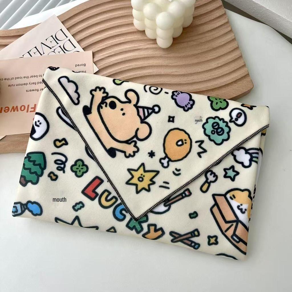 Thickened Pleated Foldable Makeup and Laptop Protective Bag with Velcro