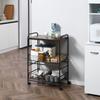 Kitchen Cart Industrial Style Food Carrier With 4 Wheels 2 Baskets And 4 Hooks 60x38x85.5cm Brown Black