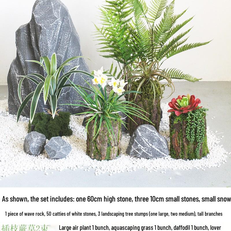 Forest Style Artificial Tree Stump with Moss Bark - Kindergarten and Country Style Decorative Ornament, Perfect for Landscaping or Inserting Flowers.